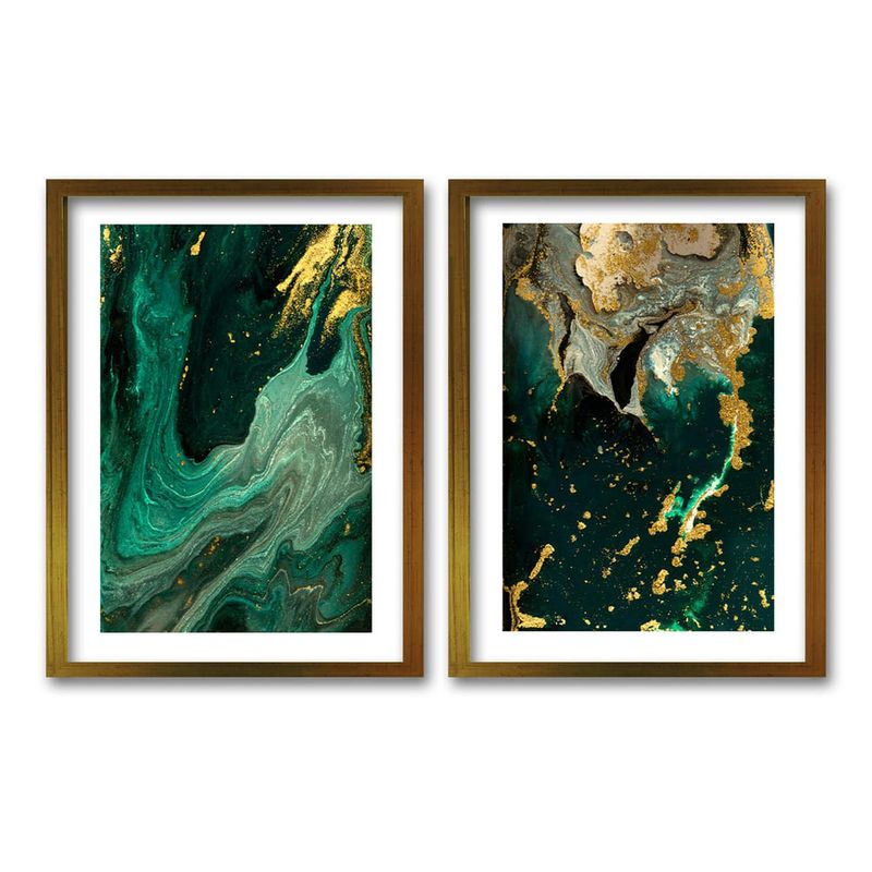 RETELA - Cuadro Duo Dorado Verde Marmol - Dorado