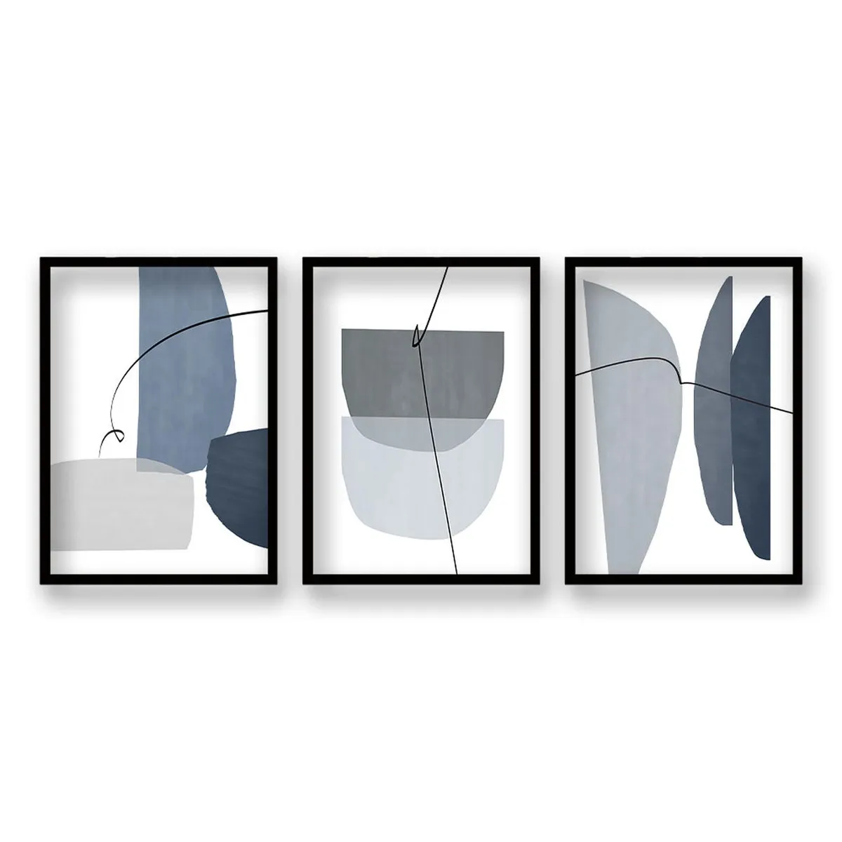 RETELA - Cuadro Trio Elegancia Geométrica - Negro - 70x50 cm