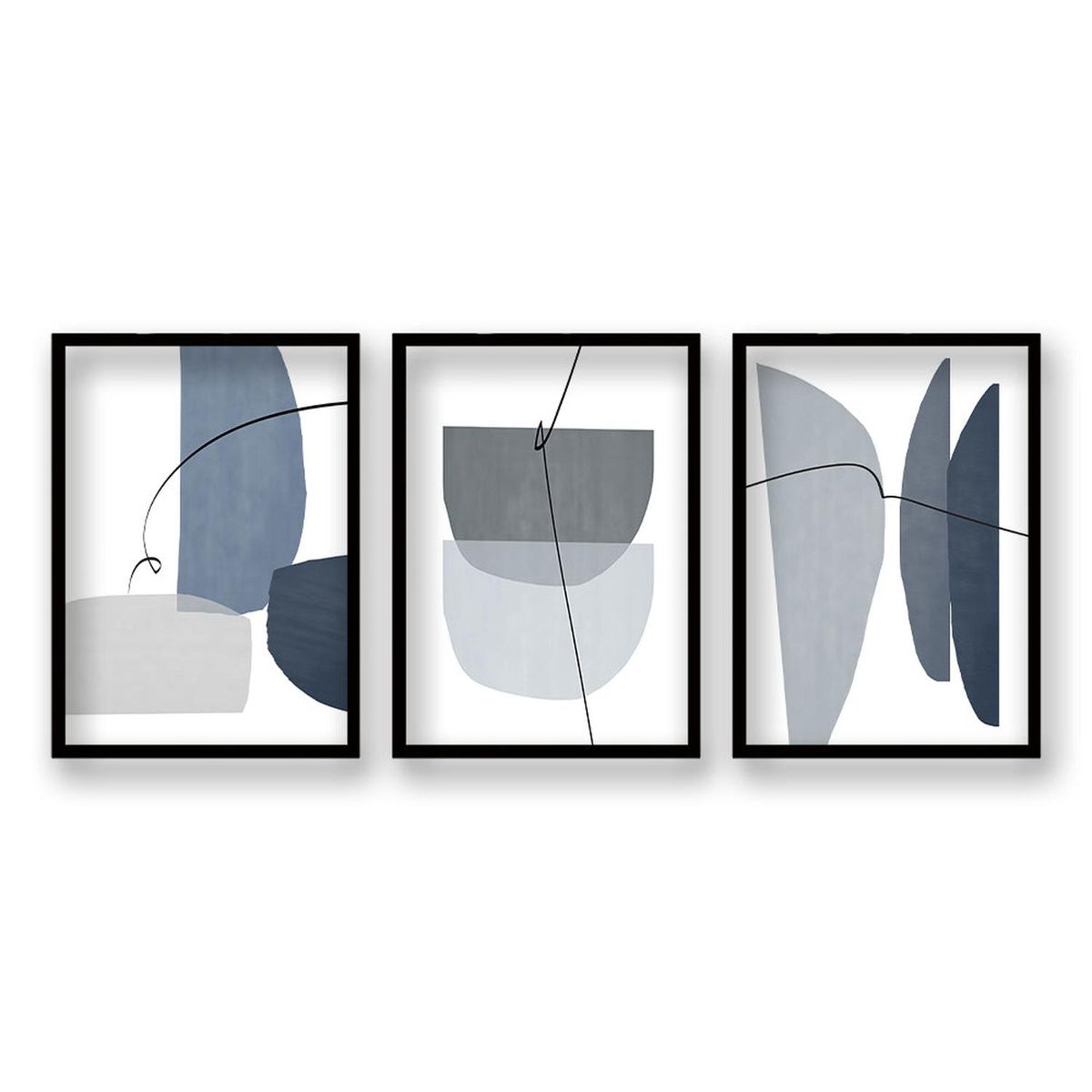 RETELA - Cuadro Trio Elegancia Geométrica - Negro - 70x50 cm