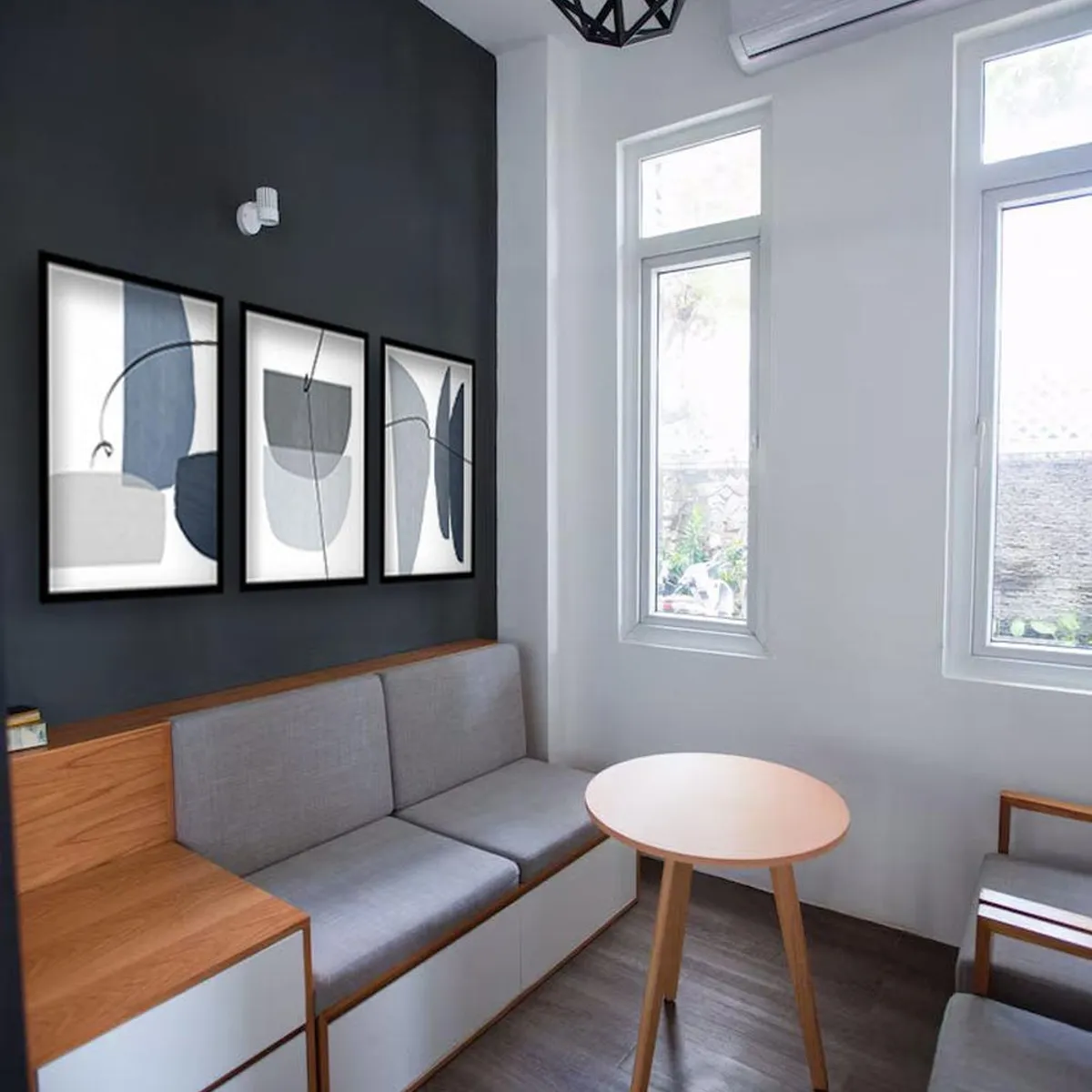 RETELA - Cuadro Trio Elegancia Geométrica - Negro - 70x50 cm