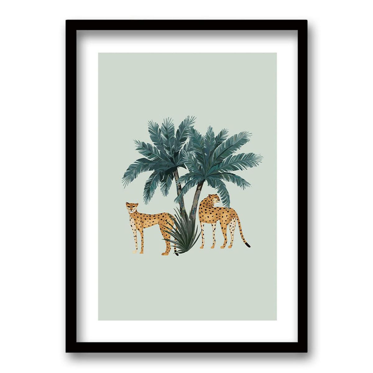 RETELA - Cuadro Dos Leopardos - Negro