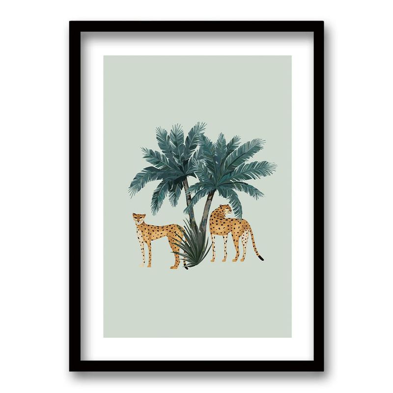 RETELA - Cuadro Dos Leopardos - Negro - 50x35 cm