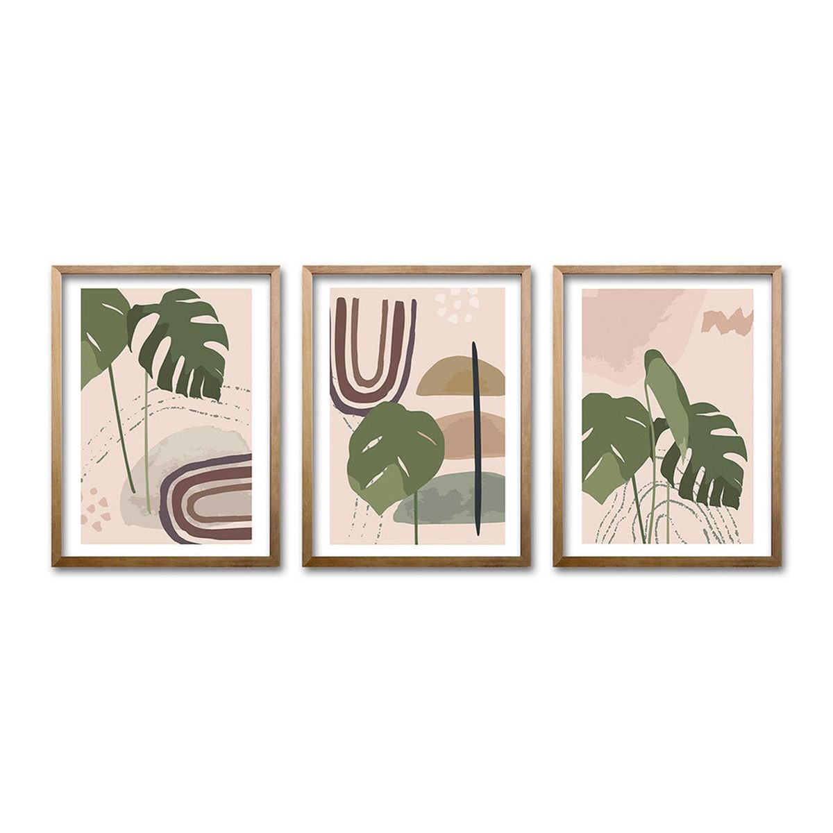 RETELA - Cuadro Trio Madera Otoño - Cafe - 70x50 cm