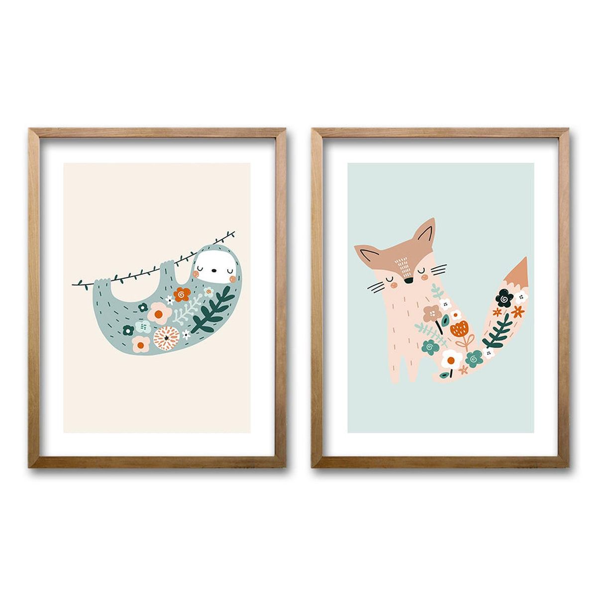 RETELA - Cuadro Duo Animalitos - Cafe - 70x50 cm