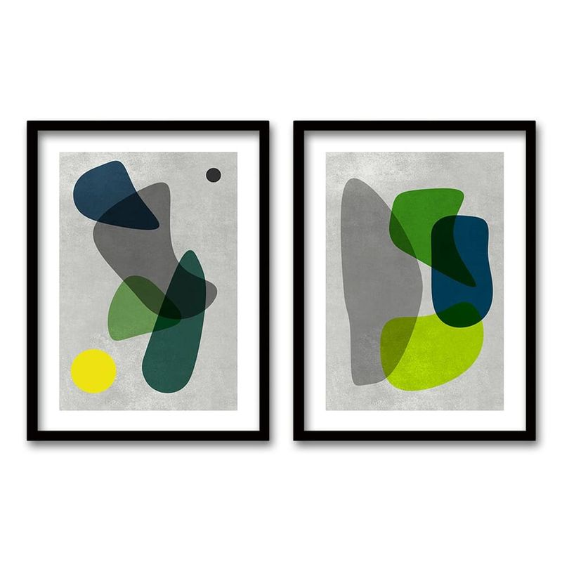 RETELA - Cuadro Duo Negro Abstract Green - Negro