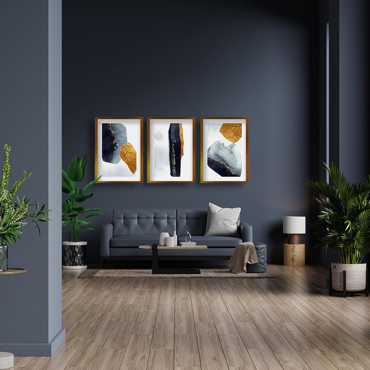 RETELA - Cuadro Trio Piedras Doradas - Dorado - 40x30 cm