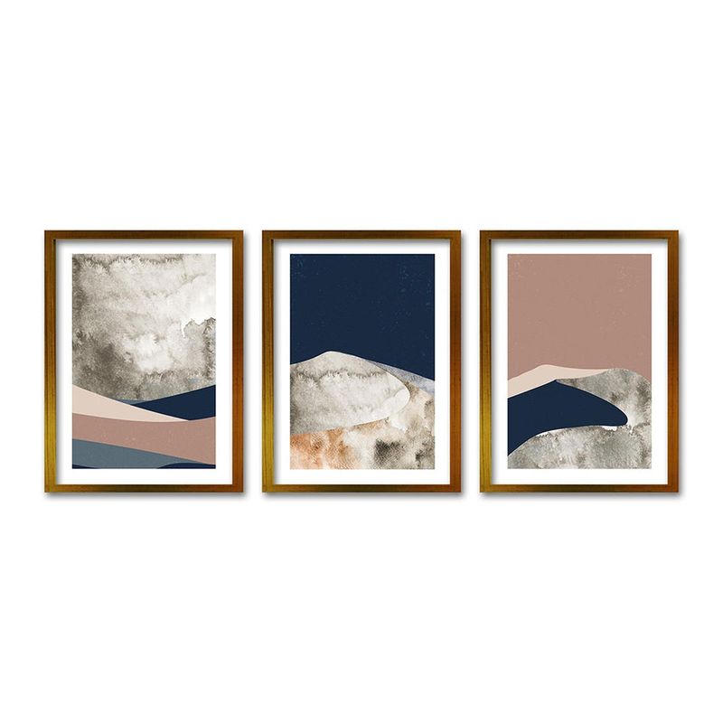 RETELA - Cuadro Trio Dorado Montañas Gold - Dorado - 50x35 cm