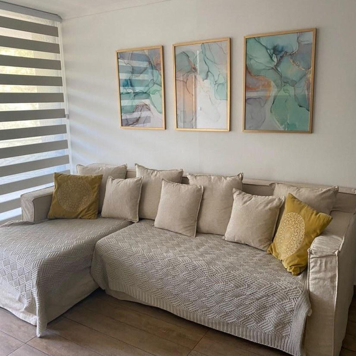 RETELA - Cuadro Trio Dorado Marmol - Dorado - 70x50 cm