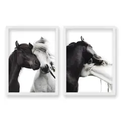 RETELA - Cuadro Duo Caballos Love - Blanco - 70x50 cm