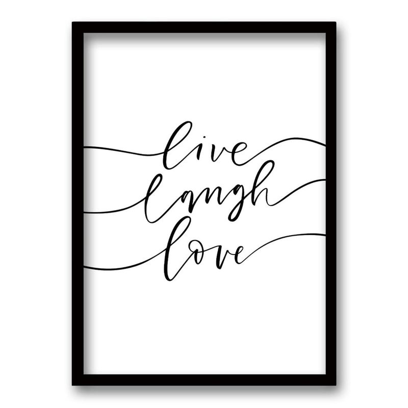 RETELA - Cuadro Live, Laugh, Love - Negro - 50x35 cm