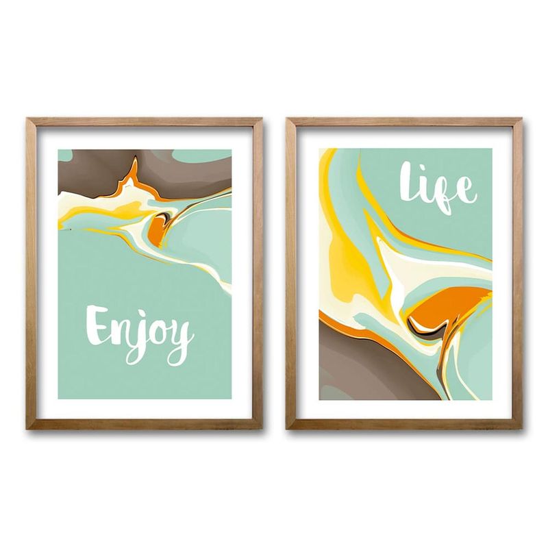 RETELA - Cuadro Duo Madera Enjoy Life - Cafe