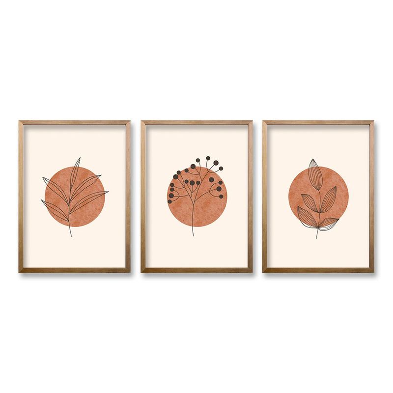 RETELA - Cuadro Trio Ramitas - Cafe - 50x35 cm