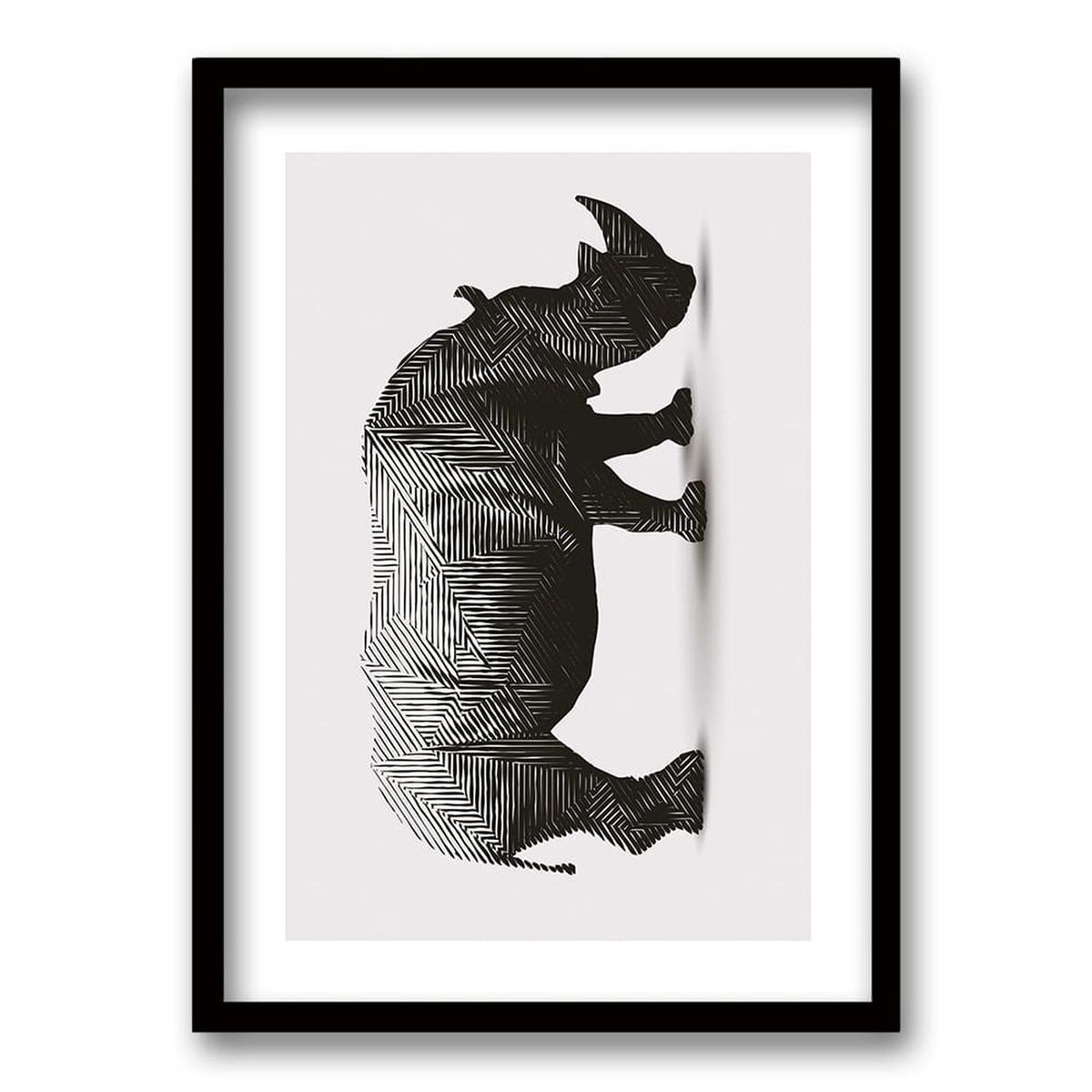 RETELA - Cuadro Rinoceronte - Negro - 50x35 cm