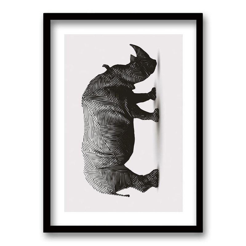 RETELA - Cuadro Rinoceronte - Negro - 50x35 cm
