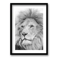 RETELA - Cuadro León Gris - Negro - 70x50 cm