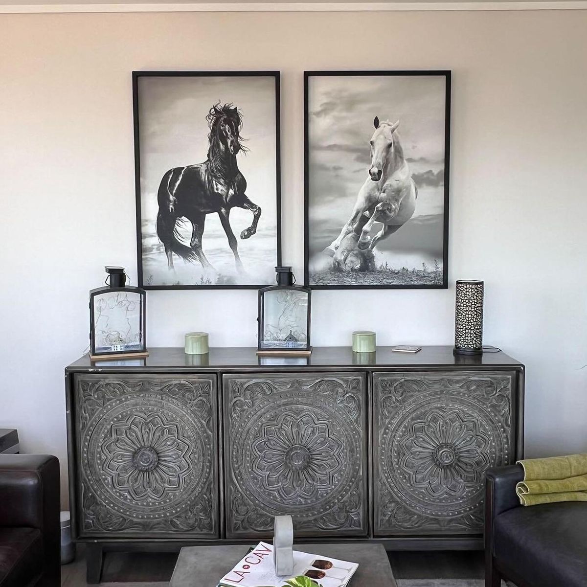 RETELA - Cuadro Duo Caballos II - Negro - 50x35 cm