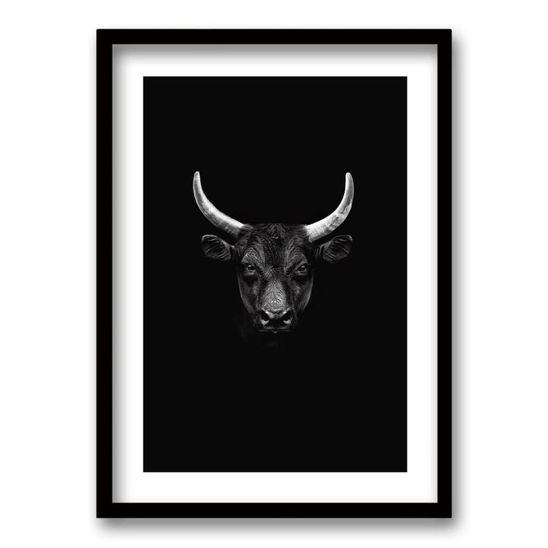 RETELA - Cuadro Toro B/N - Negro - 70x50 cm