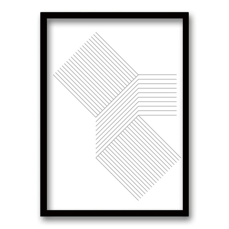 RETELA - Cuadro Abstract Hip Lines - Negro - 70x50 cm