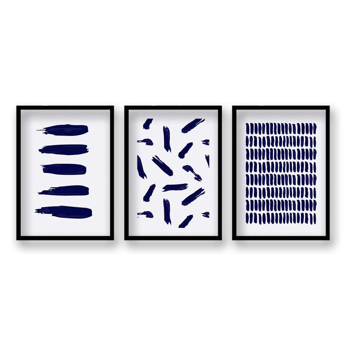 RETELA - Cuadro Trio Negro Azul - Negro - 70x50 cm