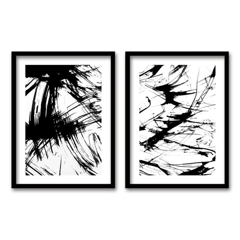 RETELA - Cuadro Duo Negro Abstract Brush - Negro