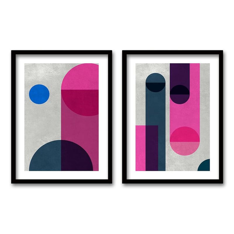 RETELA - Cuadro Duo Negro Pink Geometric - Negro