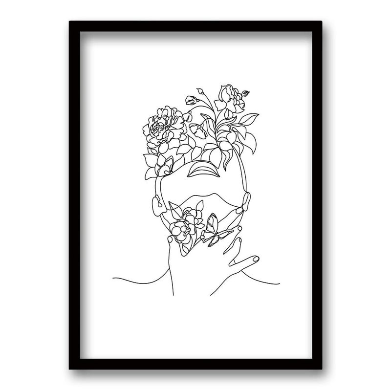 RETELA - Cuadro Mujer Línea - Negro - 70x50 cm