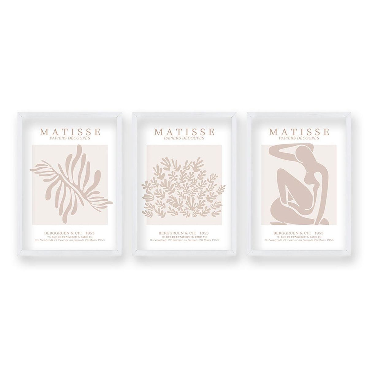 RETELA - Cuadro Trio Matisse Rose - Blanco - 70x50 cm