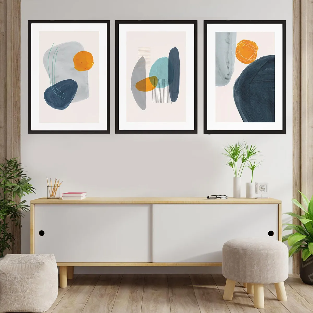 RETELA - Cuadro Trio Negro Color Stone - Negro - 70x50 cm