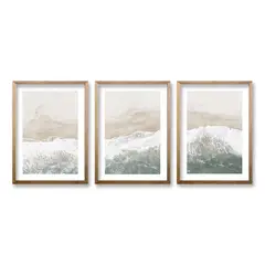 RETELA - Cuadro Trio Oleaje Sereno - Cafe - 40x30 cms