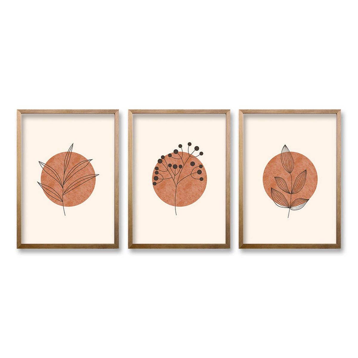 RETELA - Cuadro Trio Ramitas - Cafe - 70x50 cm