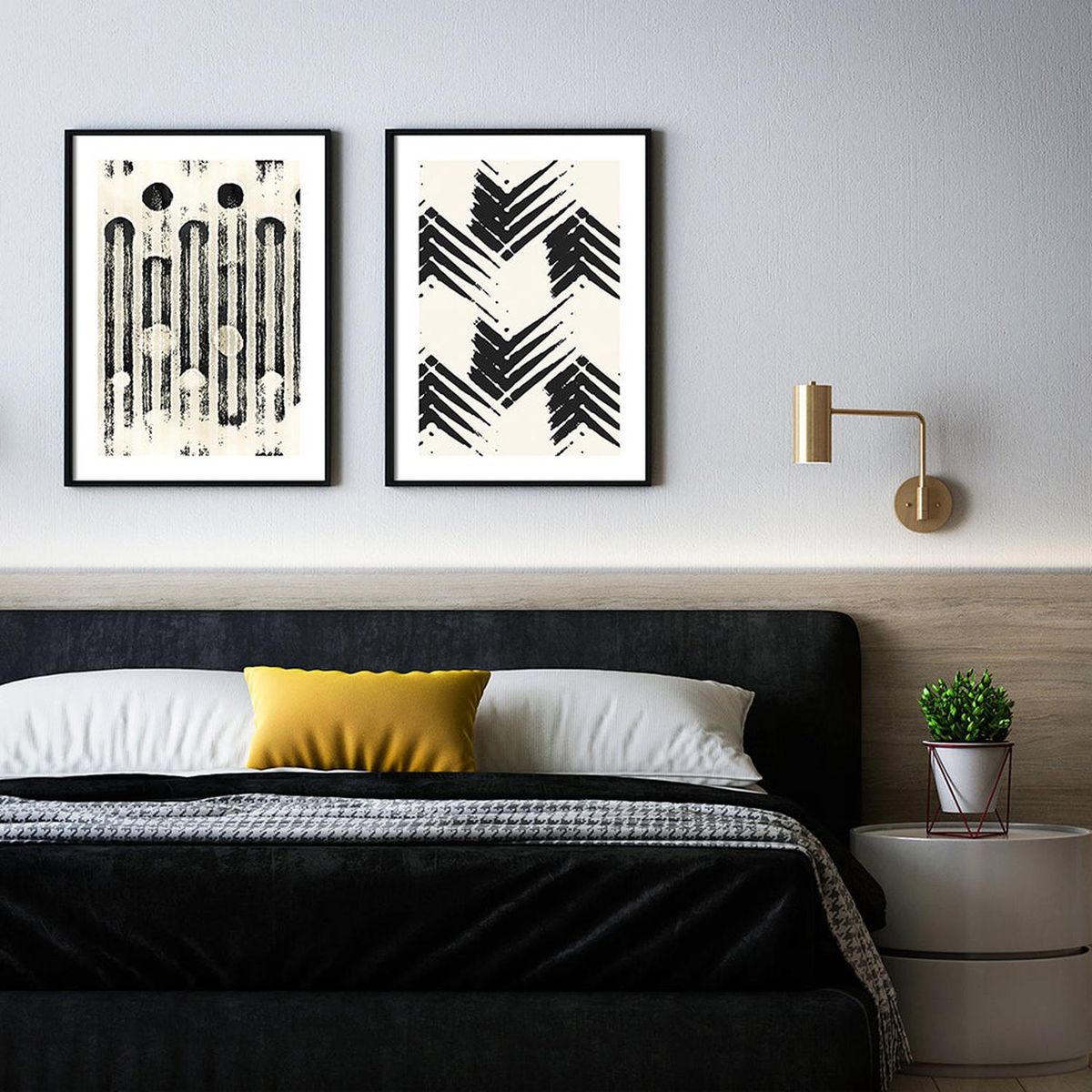 RETELA - Cuadro Duo Negro Monocromo - Negro
