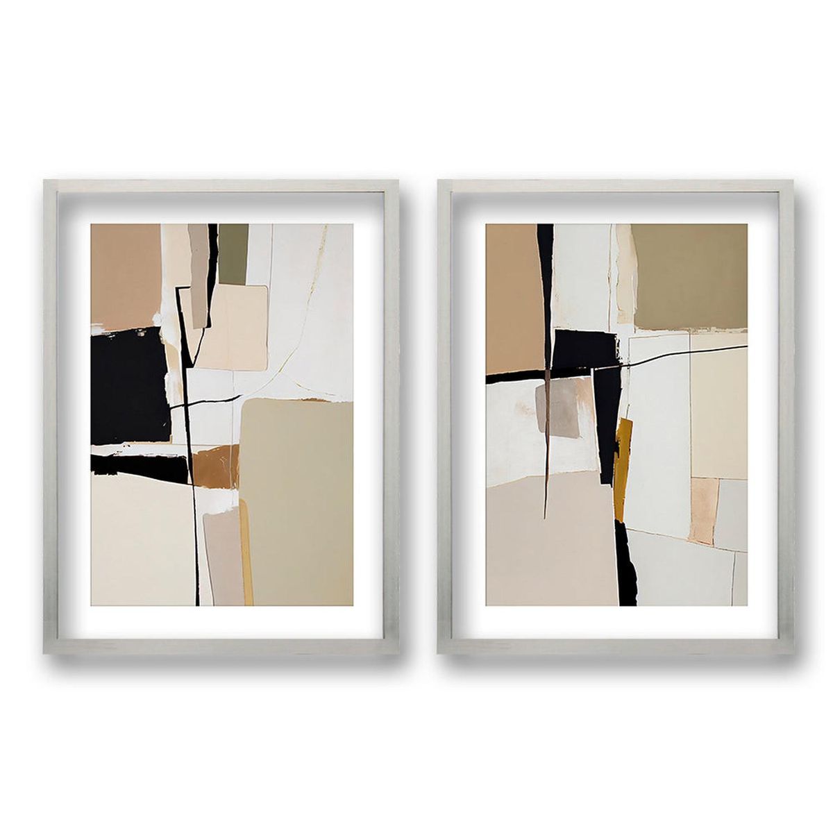 RETELA - Cuadro Duo Lineas Entre Formas - Plateado - 50x35 cm