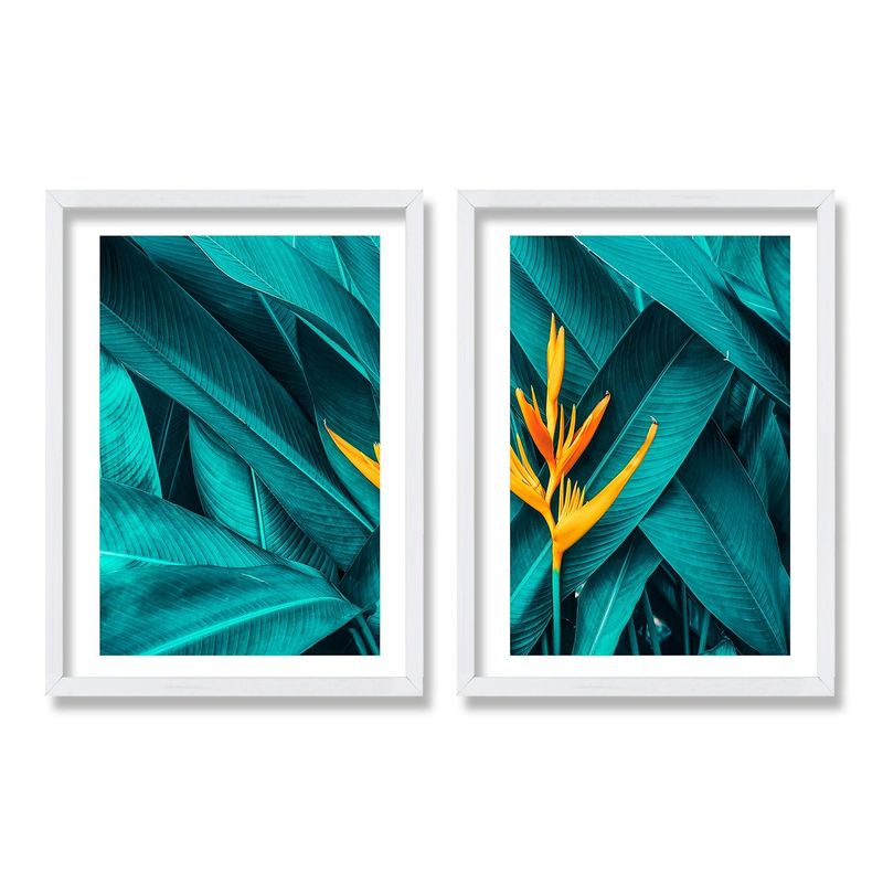 RETELA - Cuadro Duo Flor de Paraiso - Blanco - 50x35 cm