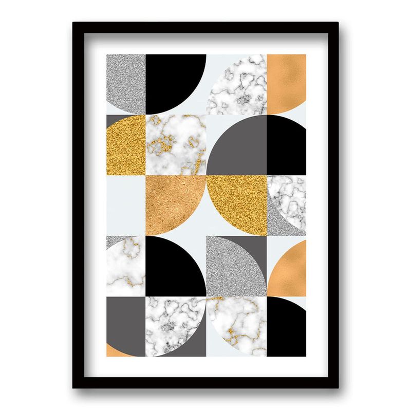 RETELA - Cuadro Seamless Geometric - Negro - 70x50 cm