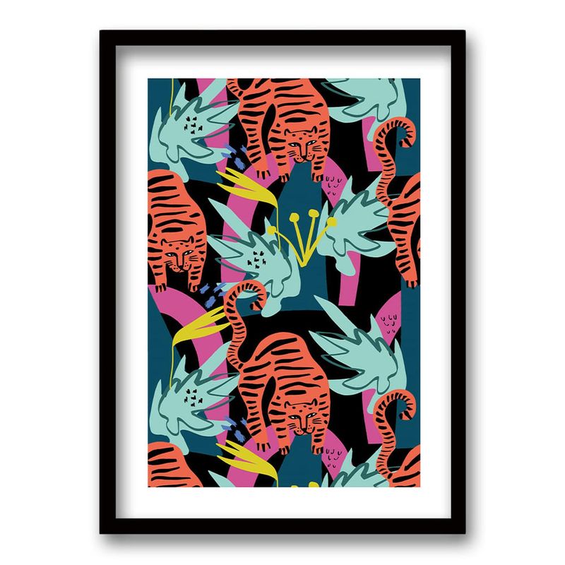 RETELA - Cuadro Tigre Flúor II - Negro - 50x35 cm