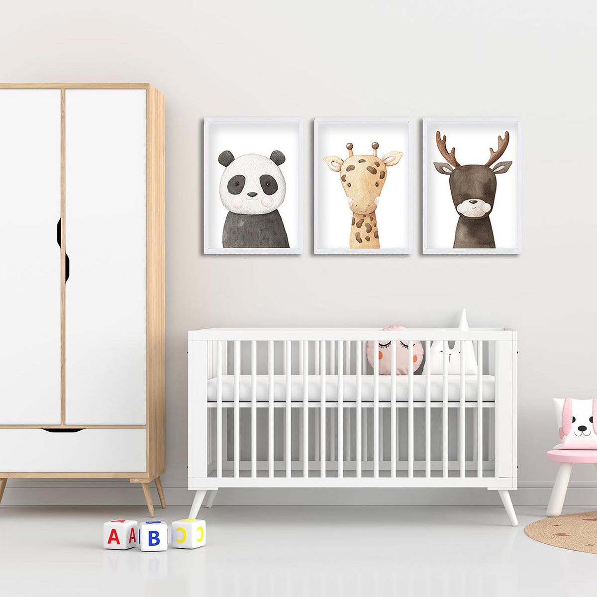 RETELA - Cuadro Trio Anipets I - Blanco - 70x50 cm