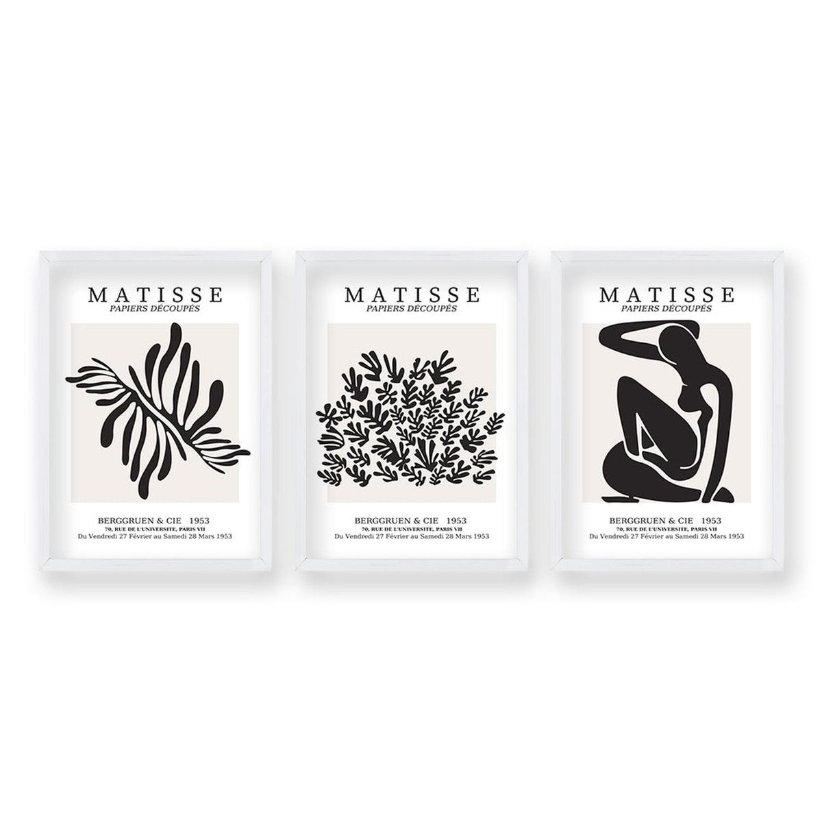 RETELA - Cuadro Trio Matisse Black - Blanco - 70x50 cm