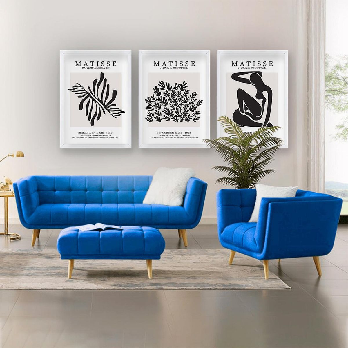 RETELA - Cuadro Trio Matisse Black - Blanco - 70x50 cm