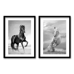 RETELA - Cuadro Duo Caballos II - Negro - 40x30 cms c/u