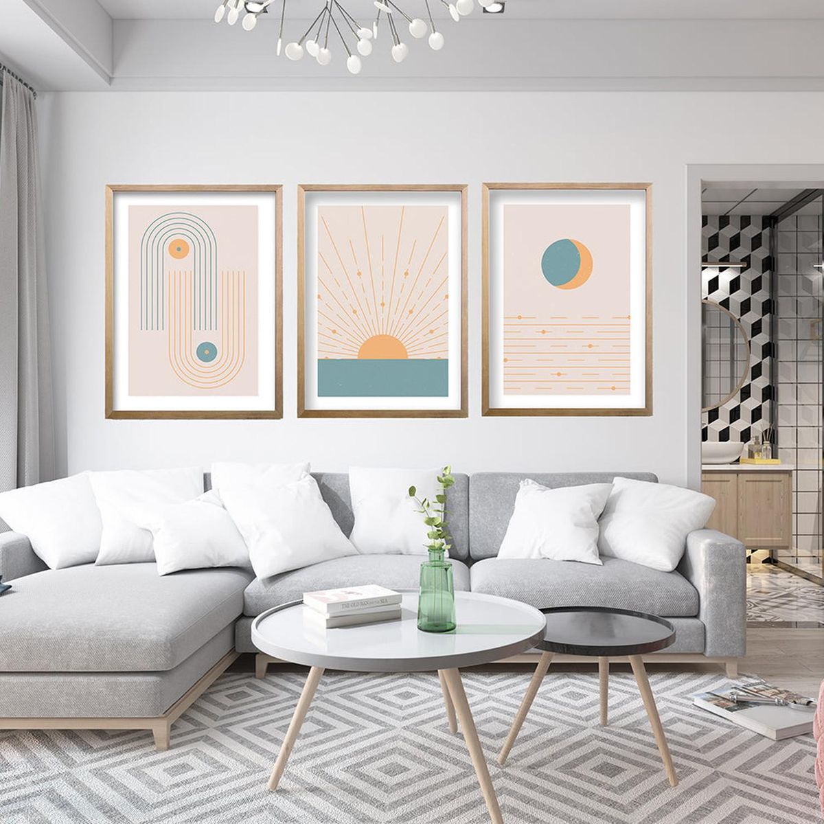 RETELA - Cuadro Trio Boho - Cafe - 70x50 cm