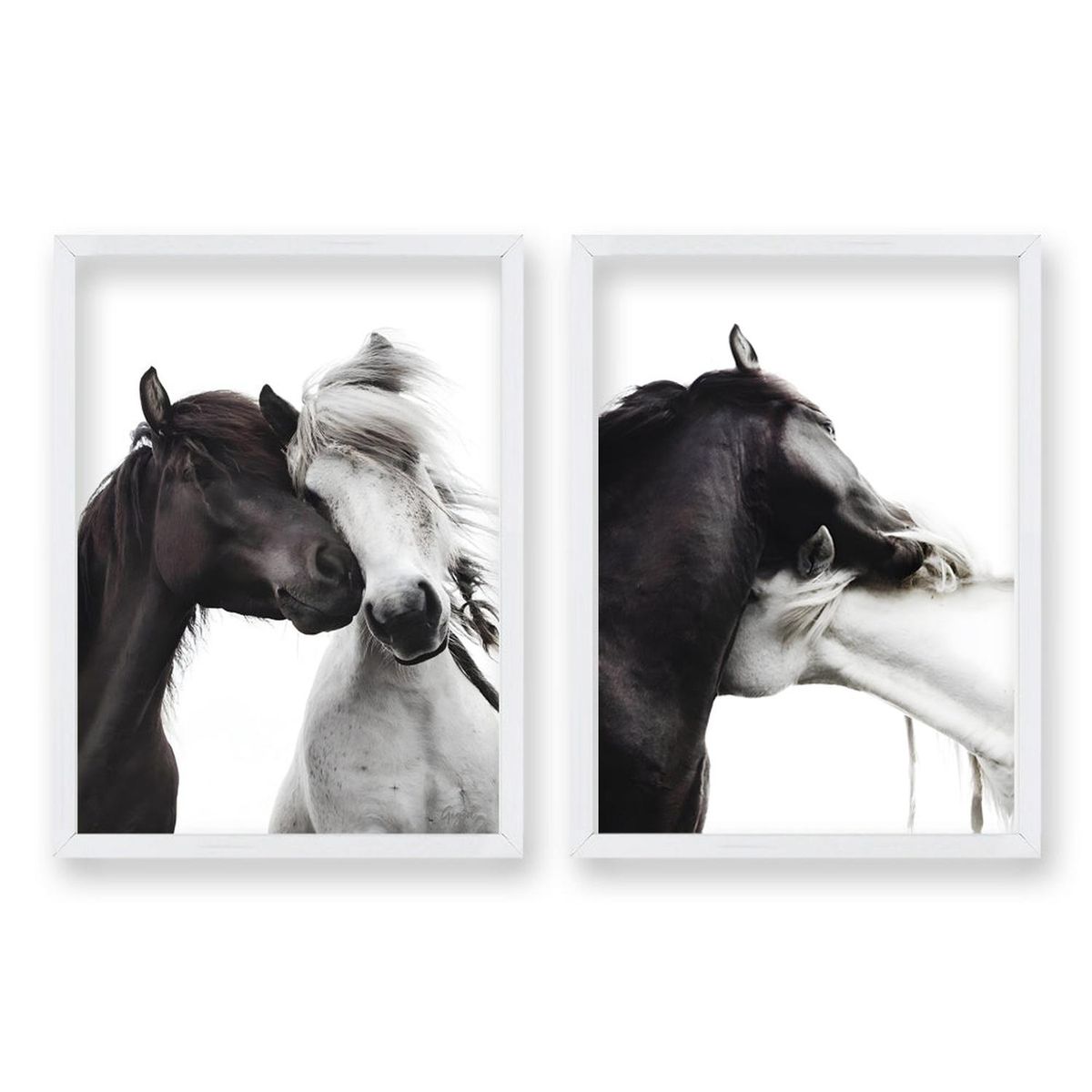 RETELA - Cuadro Duo Caballos Love - Blanco - 50x35 cm