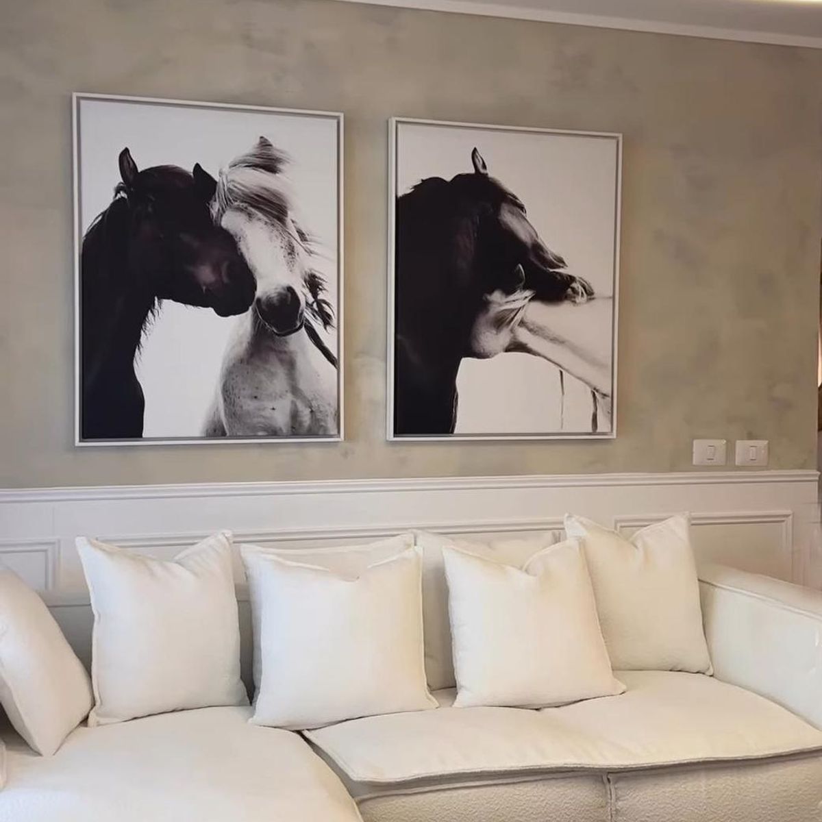 RETELA - Cuadro Duo Caballos Love - Blanco - 50x35 cm