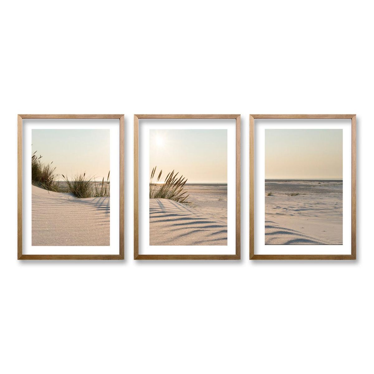 RETELA - Cuadro Trio Madera Arena - Cafe - 40x30 cm