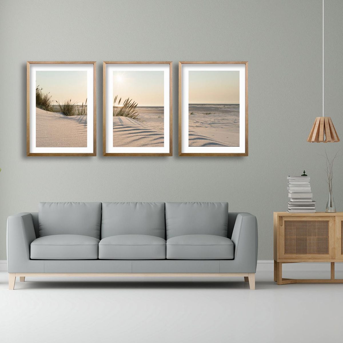 RETELA - Cuadro Trio Madera Arena - Cafe - 40x30 cm