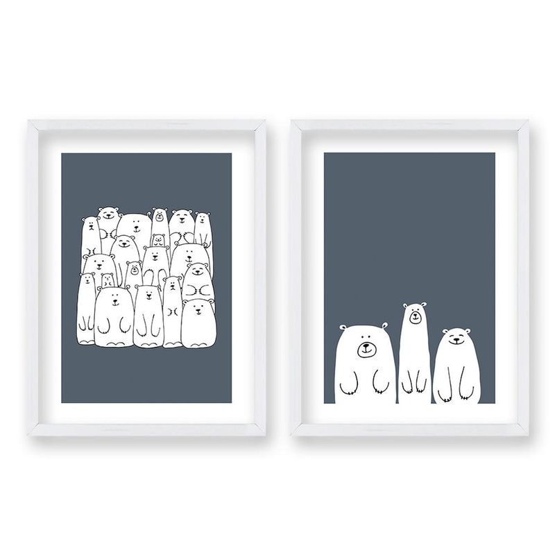 RETELA - Cuadro Duo Ositos - Blanco - 70x50 cm