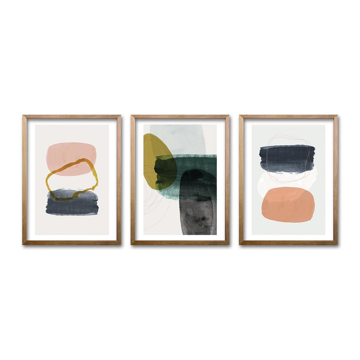 RETELA - Cuadro Trio Madera Cir - Cafe - 70x50 cm