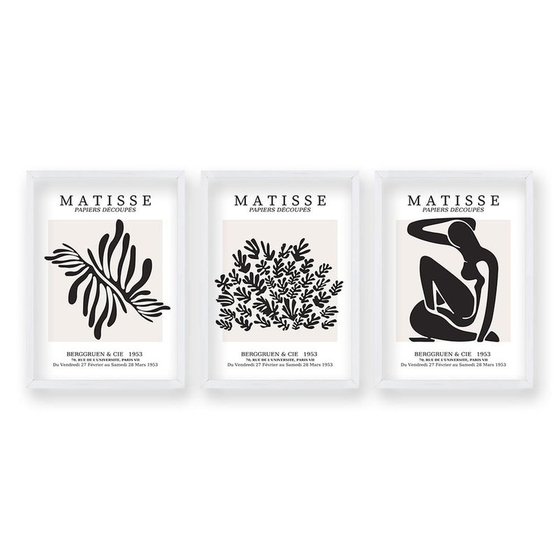 RETELA - Cuadro Trio Matisse Black - Blanco - 50x35 cm