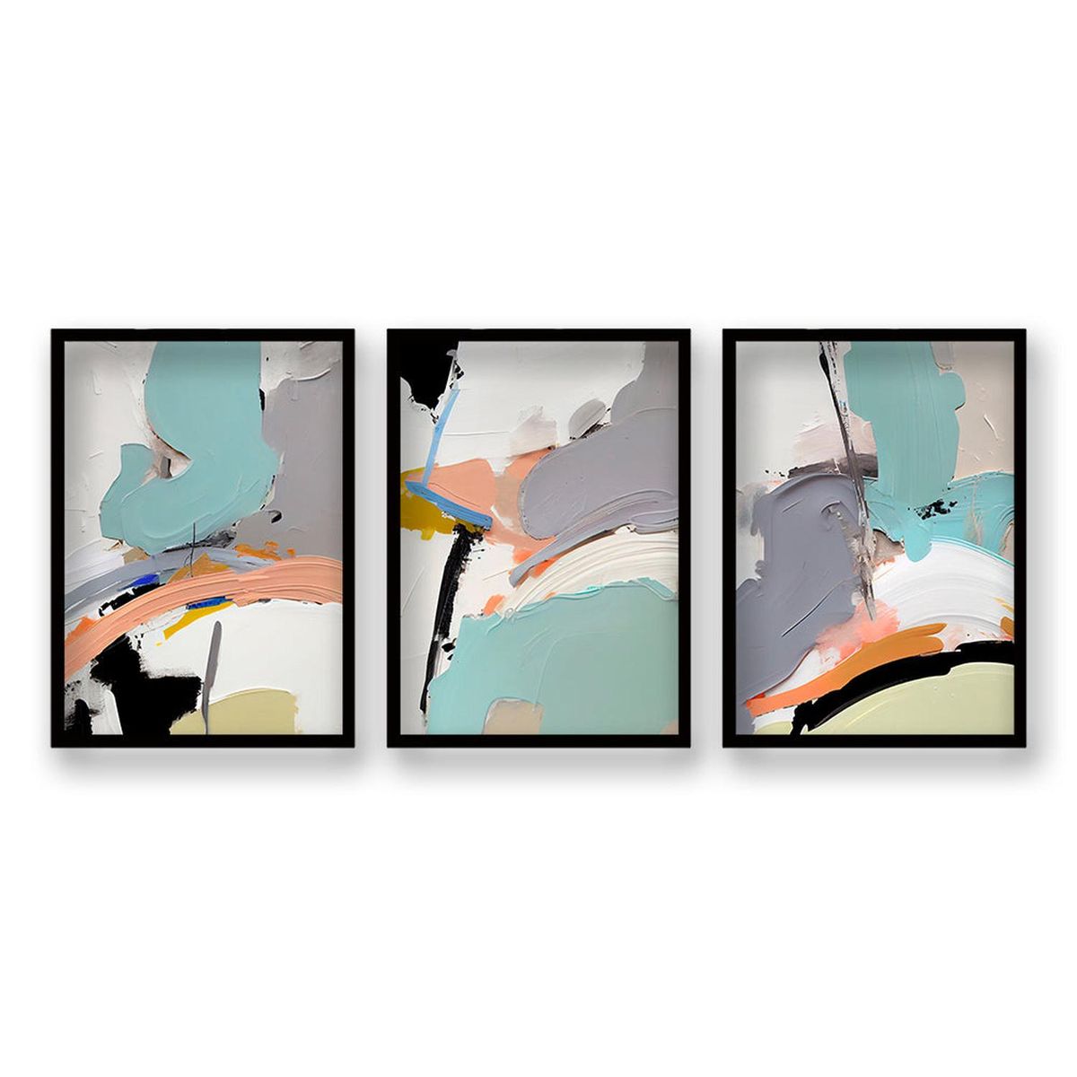 RETELA - Cuadro Trio Transparencia Texturizada - Negro - 70x50 cm