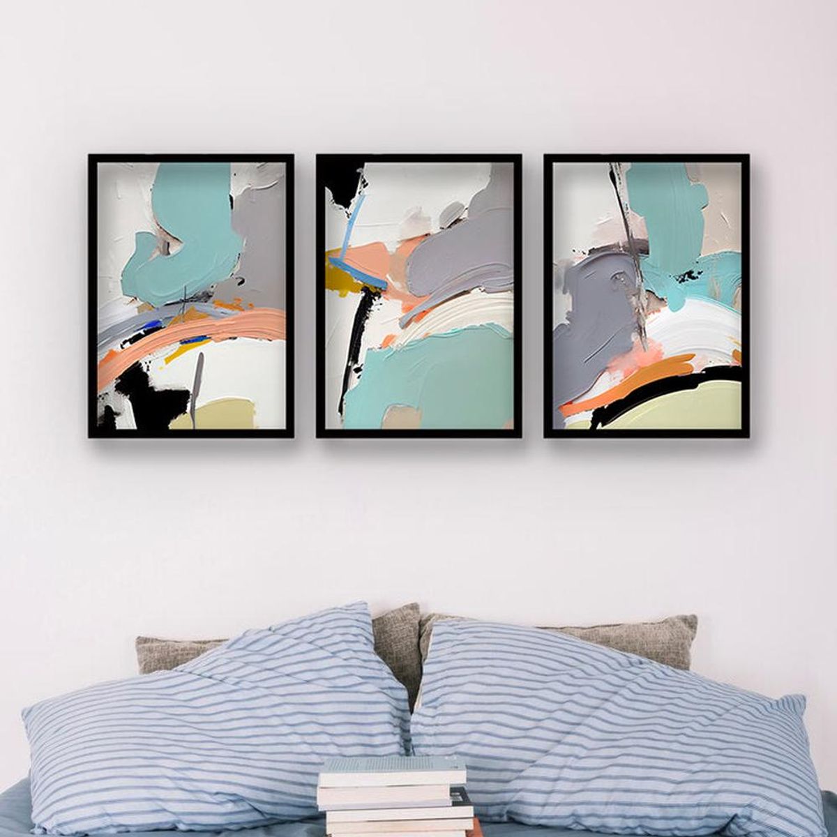 RETELA - Cuadro Trio Transparencia Texturizada - Negro - 70x50 cm