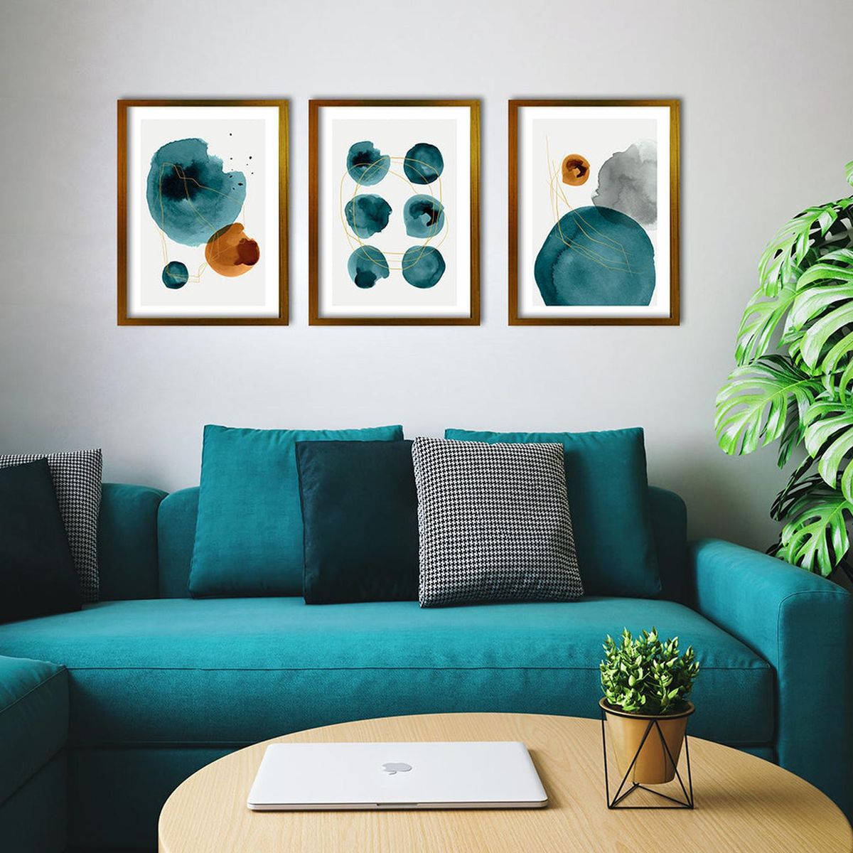 RETELA - Cuadro Trio Dorado Turquoise - Dorado - 70x50 cm